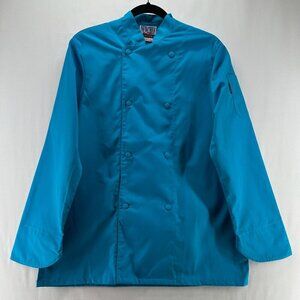 NEW CHEF Shirt Womens Sz M Double Breasted Long Sleeve Kitchen Uniform Blue